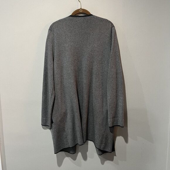 J Crew Vanessa Sweater Jacket Women’s Medium Black Herringbone Open Cardigan - Picture 2 of 7